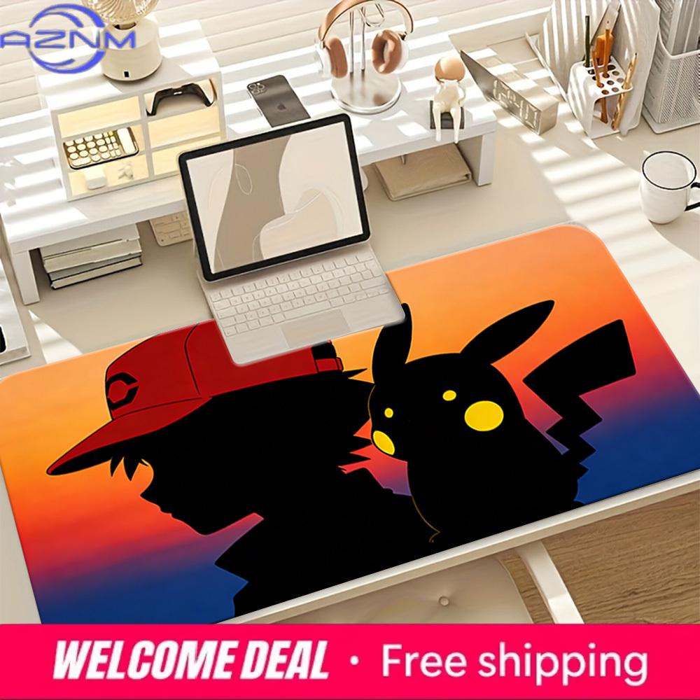 Pokemon Ash Pikachu Sunset Silhouette Gaming Mouse Pad NonSlip Desk Mat 30x80x0.2cm