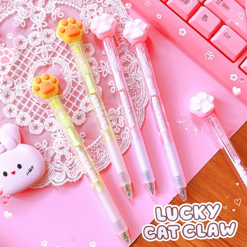 Kawaii Cartoon Cat Paw Blue Ink Erasable Gel Pen School Office Supplies Stationery Gift Students Cute Pens Pretty Aesthetic