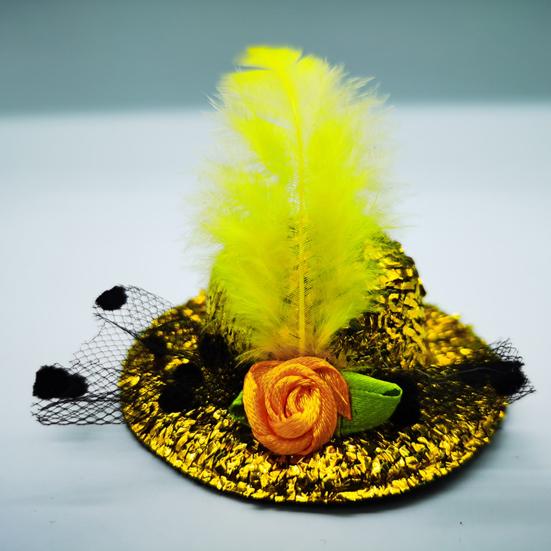 Sombrero para mascota, delicado dobladillo, decoración de plumas, cinturón de sujeción, divertidos accesorios para pollos, sombrero para aves de corral