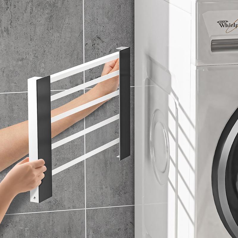 Magnetic Metal Washing Machine Side Shelf Space-Saving Folding Clothes Rack No Punching Temporary Rack Simple Bathroom Shelf