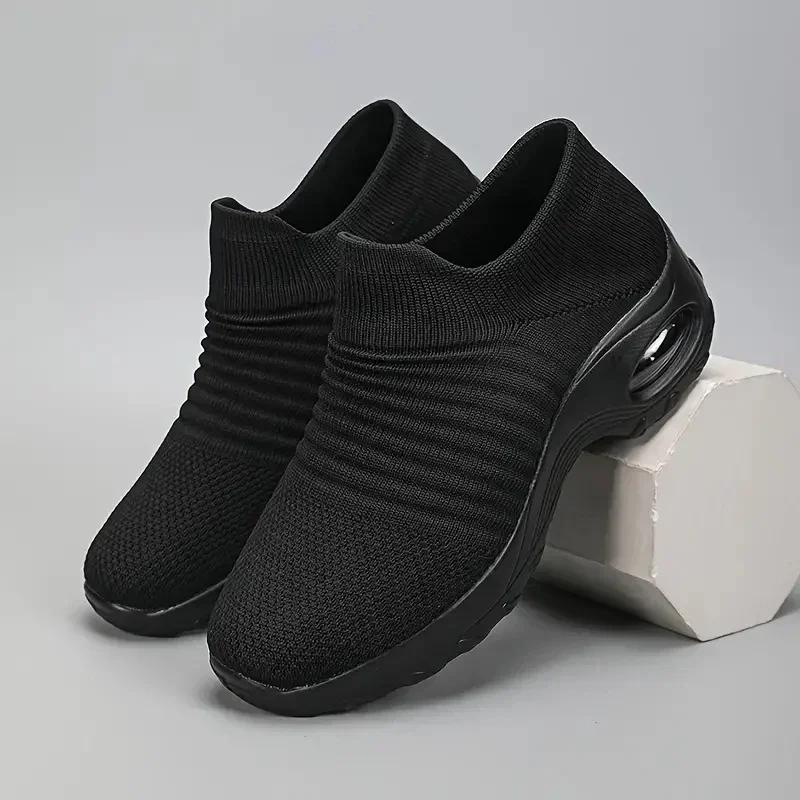 Damen Plateau Laufschuhe Orthopädische Höhenerhöhung Strick Turnschuhe Atmungsaktiver Komfort Rutschfest Tennis Damen Freizeitschuh