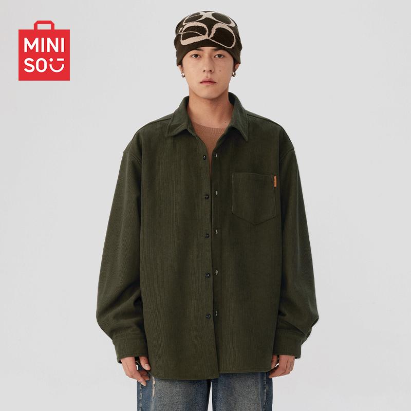 MINISO Men s Autumn Corduroy Long-Sleeved Shirt Jacket M