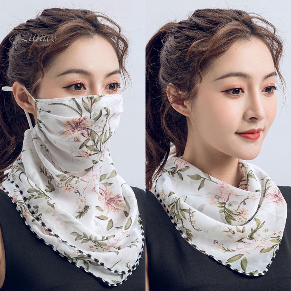 Breathable 5Pcs Women Floral Print Sun Protection Neck Gaiter Scarf Face Mask