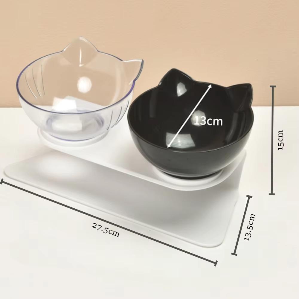 Plastic Pet Bowl Anti Slip Cat Bowl with Bracket Cats Neck Protection Food Feeder Feeding and Water 2-in-1 Creative Pet Supplies