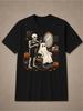 Unisex Retro Worn Halloween T-Shirt, Eerie Skull Pumpkin Printed Tee, Halloween Gift for Horror Lovers