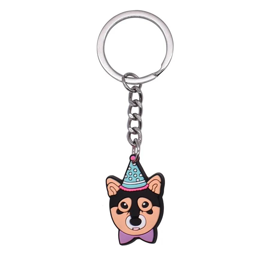 New Arrival Adorable Pet Dogs PVC Soft Keychains Bag Hanging Pendant Car Keyrings Animals Key Chains Accessories Wholesale Gift