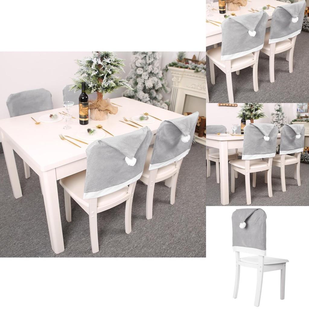 Elegant Gray Non-woven Christmas Chair Cover Set For Stylish Holiday Decor