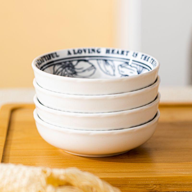 Retro Printing Snack Dishes Ceramics Household Dipping Sauce Plate Circular Japanese Restaurant Fruit Dish 1pc/2/4pcs Tableware