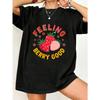 Feeling Berry Good Oversized T Shirt Black Strawberry Print And Text Casual Summer Wear For Women