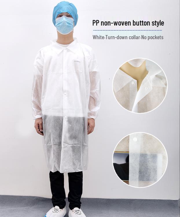 Einweg Vliesmantel für Labor & Küche - Staubdicht, Verdickt Weiß