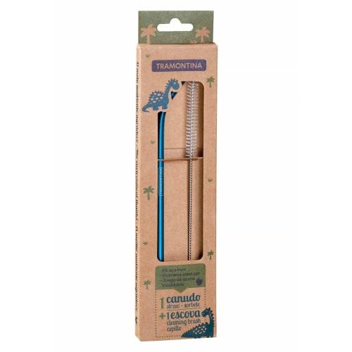 

Tramontina Children s Stainless Steel Straw & Cleaner, Alegria, Blue, 21cm, Recommended for Ages 3 and Up, Reusable, Eco-Friendly, Dishwasher Safe, Ho