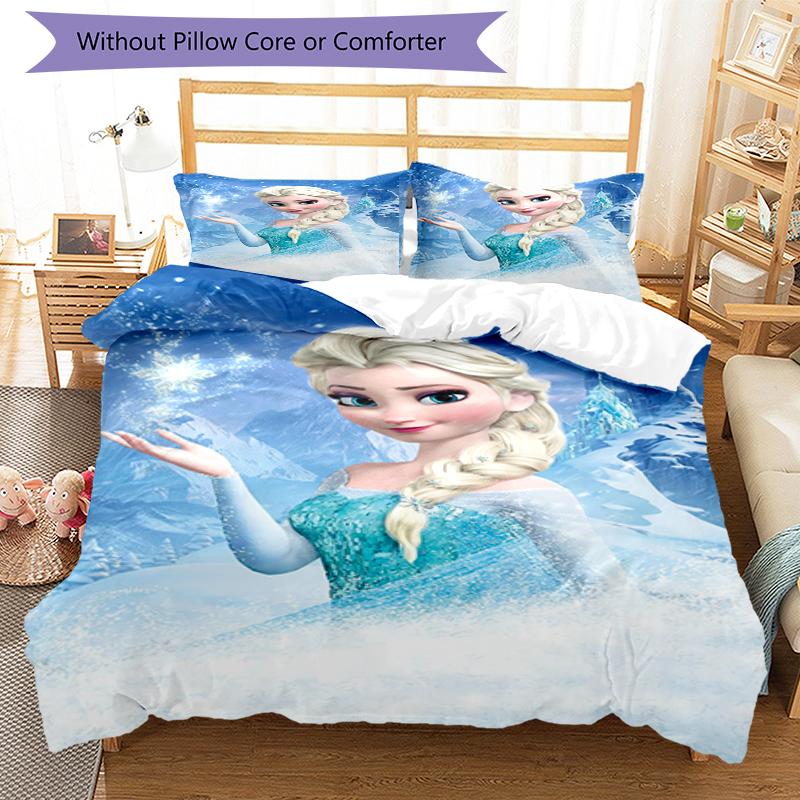 3pcs Elsa Bedding Set Duvet Cover Closure Includes 1 Duvet Cover & 2 Pillowcases, Soft and Comfortable for All Seasons.
