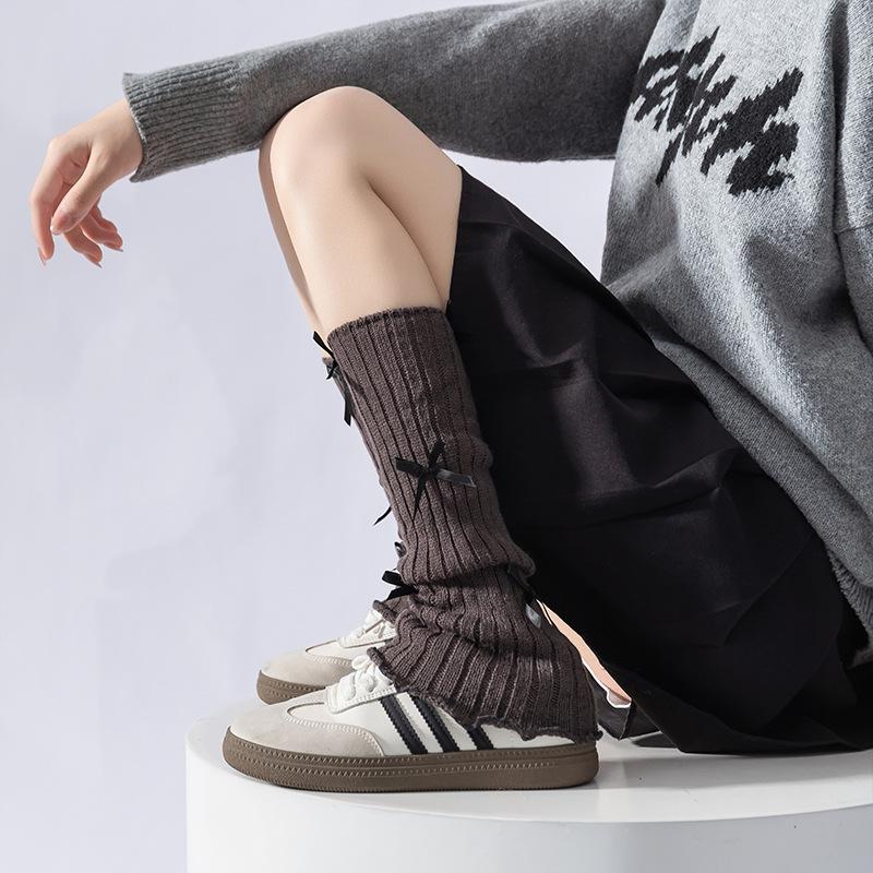 Socks Spring And Autumn Bow Stacking Socks Lolita Ballet Style Long Tube Cute Girl Knitted Calf Cover