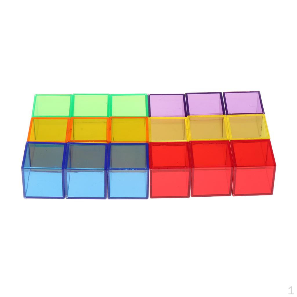 Children Montessori Building Blocks Geometric Solids, 18 Pieces, Transparent Colorful