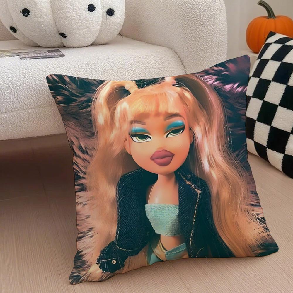 Stylish American Fashion Doll BBratz Cushion Cover Throw Pillow Cover Hidden Button Durable Polyester Chair Cushion
