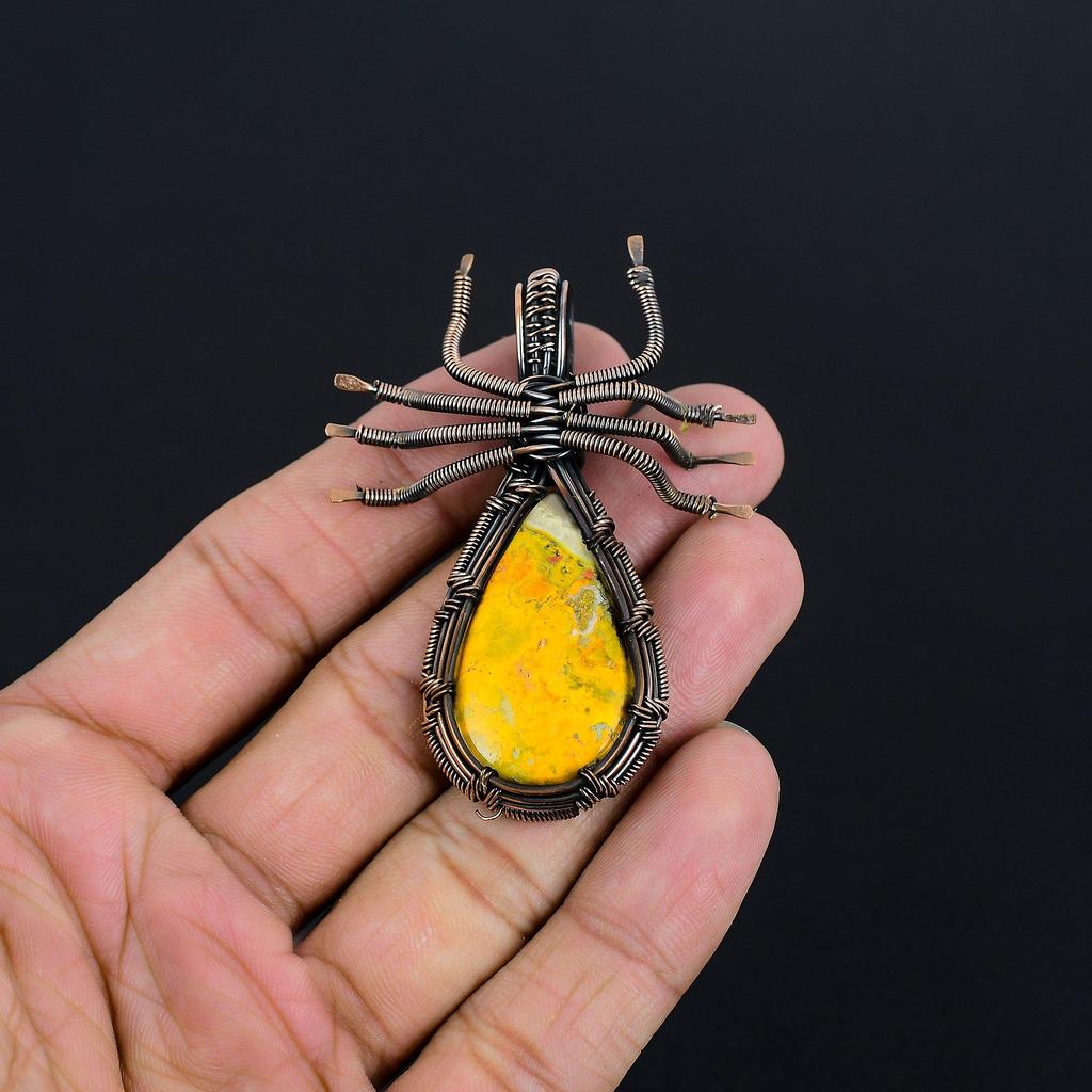 Hummeljaspis Schmuck, 999 Kupferdraht umwickelter Edelsteinanhänger, Handgefertigter Anhänger, Für den Memorial Day