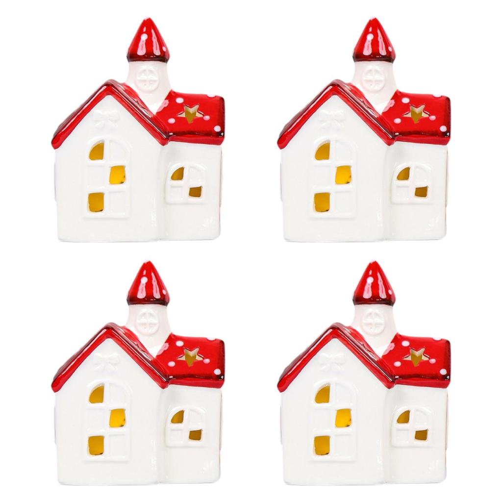 4 Pieces Christmas Lighting Sculptures Xmas Ornaments Handmade Collection Lamp