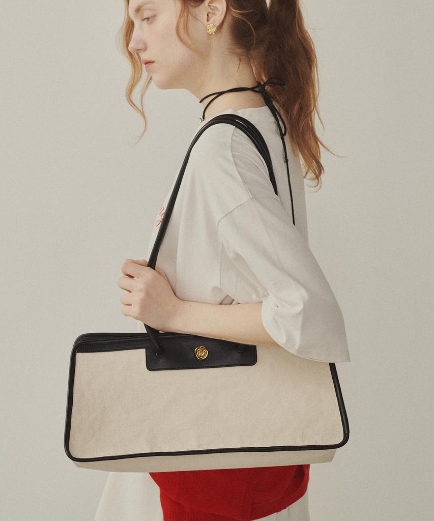 Melly&Rose Signature Rose Canvas Shoulder Bag (315354)_Cream