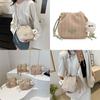 Mini Cute Womens Bucket Bag Trendy Woven Floral Design Phone Holder In Soft Polyester