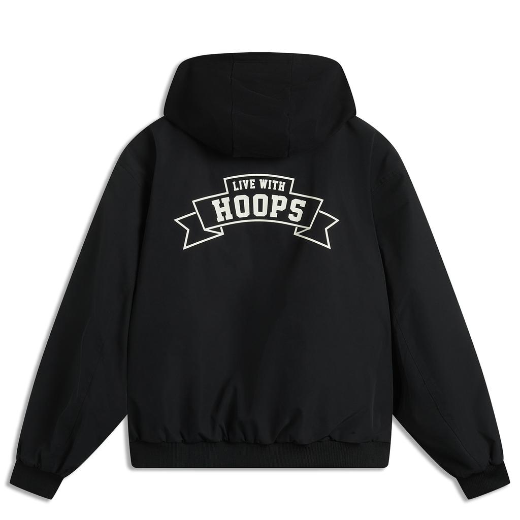 Li Ning Anti-Five Series Comfortable Casual Simple Hooded Loose Cotton Jacket Men Jacket Black AJMU197-1