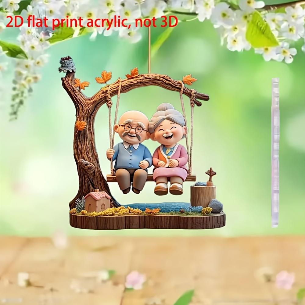 Lovely Grandparents Swing, 2D Flat Acrylic, Decoration, Suitable for Windows, Porch, Living Room, Gifts, Father's Day, Mother's Day
