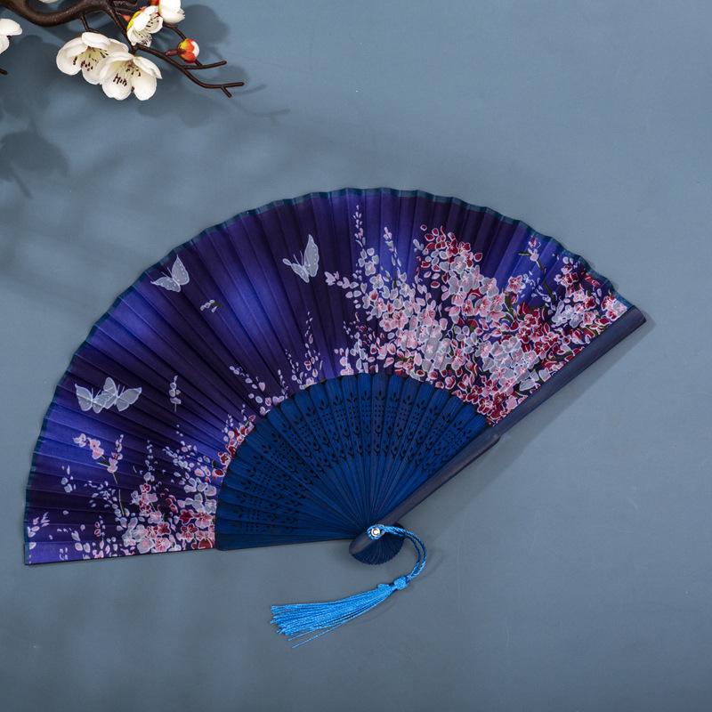 Classical Chinese Dance Fan - Handmade Bamboo Folding Fan for Wall Decor, Performance Costume & Partition Screen