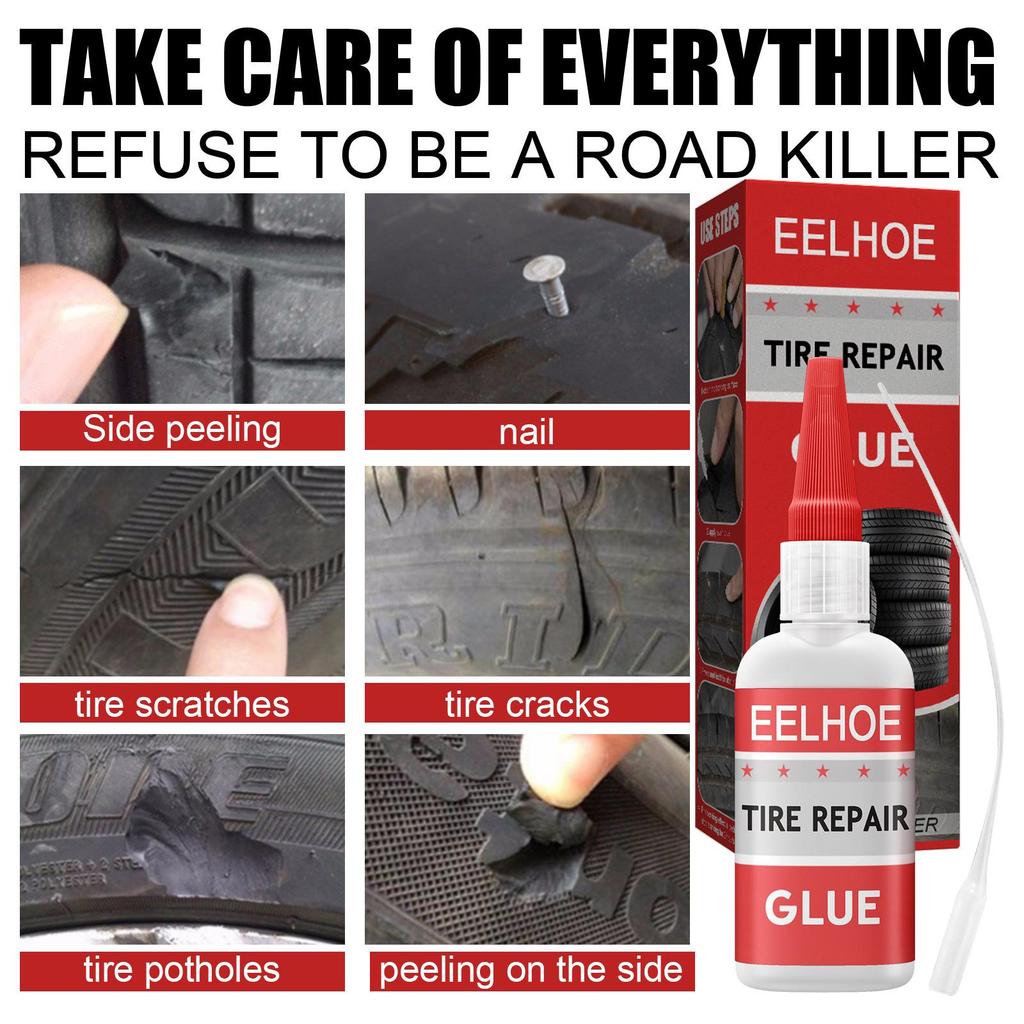 EELHOE Tire Repair Adhesive 50ml - Car Tire Scratch Repair, Tire Crack Filling, Easy Tire Repair
