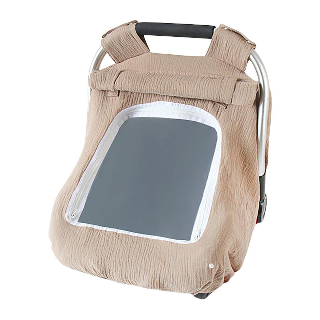 Infant Car Seat Canopy with Breathable Window Baby Strollers Cover for Boys and Girls Windproof Basket Sunshade