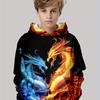 Autumn 3D Dragon Printed Hoodies Fashionable Casual Sports Long Sleeved Children's Boy Hooded Sweatshirts