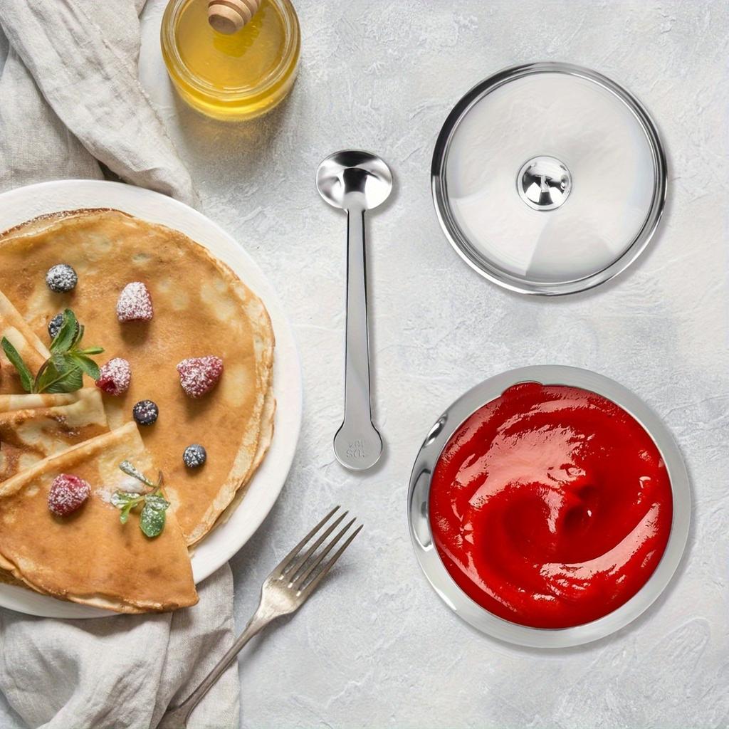 1 peça 330ml (10 onças) Açucareiro de Aço Inoxidável com Tampa de Vidro e Colher - Ideal para Acessórios de Café e Armazenamento na Cozinha