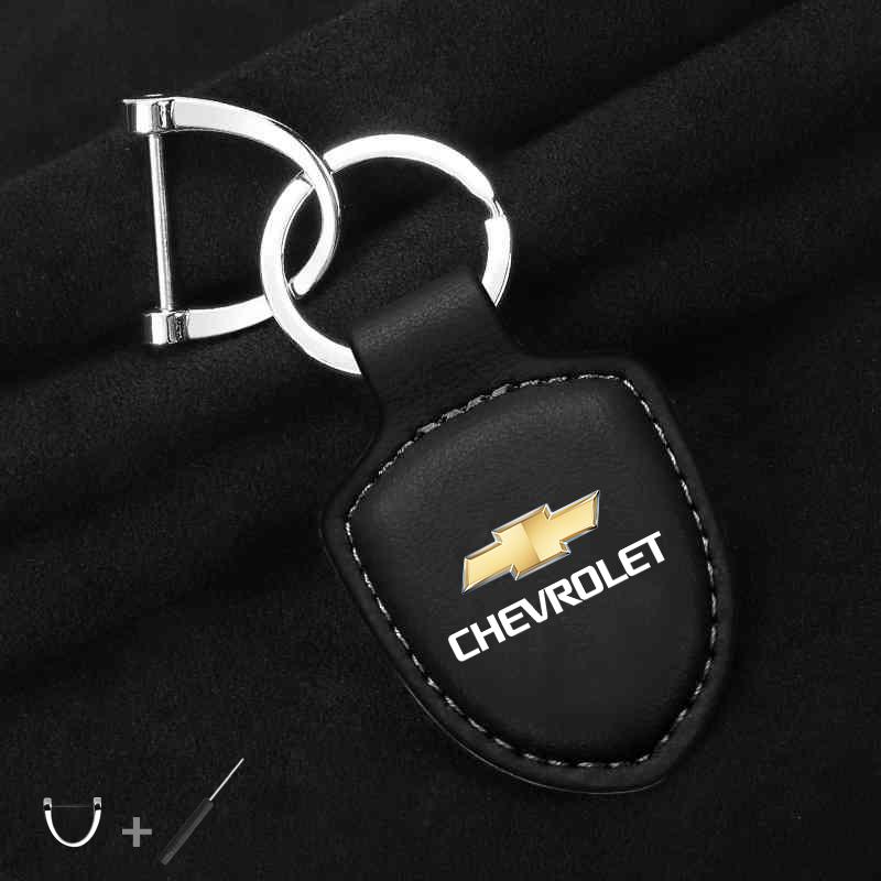 

For Chevrolet Spark Captiva Cruze Tracker Orlando Trax Accessories Car Shield Leather Keychain Key Ring Pendant Holder Gift чорний
