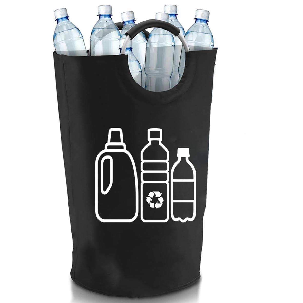 

Aluminum handle recycling bottle storage dirty clothes basket detachable storage basket recycling basket home folding recycling 70L чорний