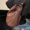 Soft-faced backpack bag women's 2025 new trendy fashion retro bucket bag casual large-capacity backpack