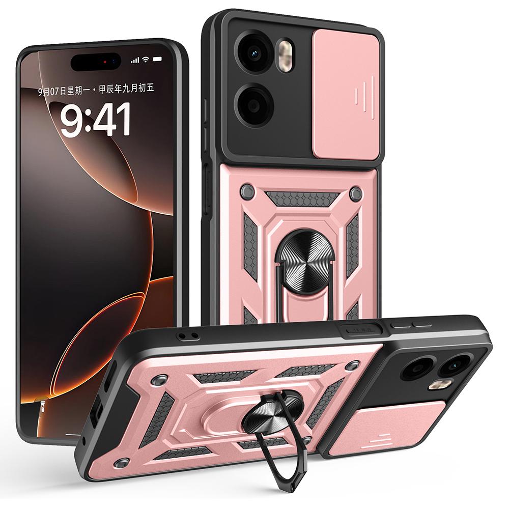 AMORUS For Motorola Moto G05 4G Case Kickstand PC+TPU Phone Cover with Camera Lens Slider