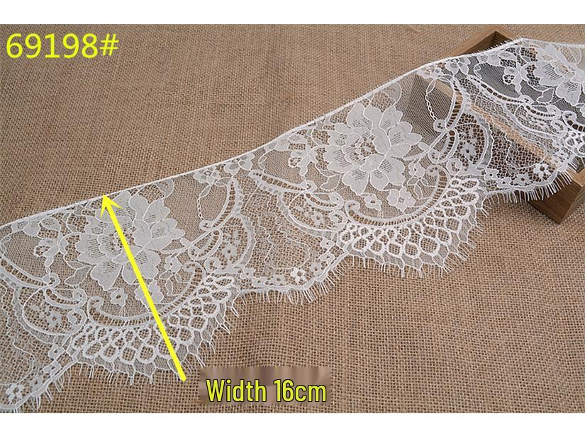 3m Black & White Eyelash Lace Fringe Trim for DIY Clothing - Multiple Styles, Non-Elastic, Soft Skirt Hem Decor.