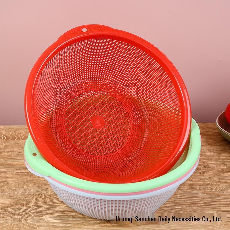 30cm Thickened Double-Handle Rice and Vegetable Washing Basket 30cm Double-Handle Rice Washing Sieve