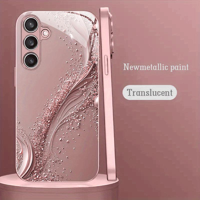 Pink Sand Pattern Electroplated Glass Phone Case, suitable for iPhone 18, 17, 17pro, 16, 15, 14, 14plus, 13, 12, 11, etc.