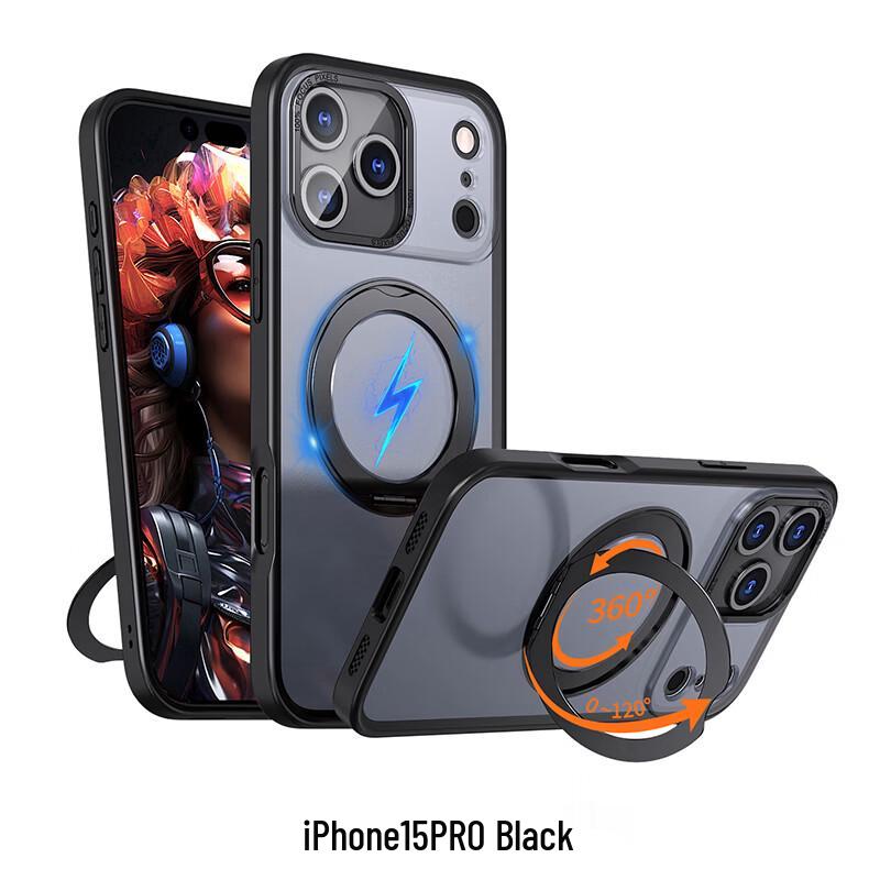 Магнитный чехол-подставка с кольцом CAXITON для iPhone 15 Pro