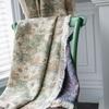 Cotton Linen Green Oil Painting Flower Kitchen Drape American Style Country Window Curtain semi-shading Bedroom Living Room