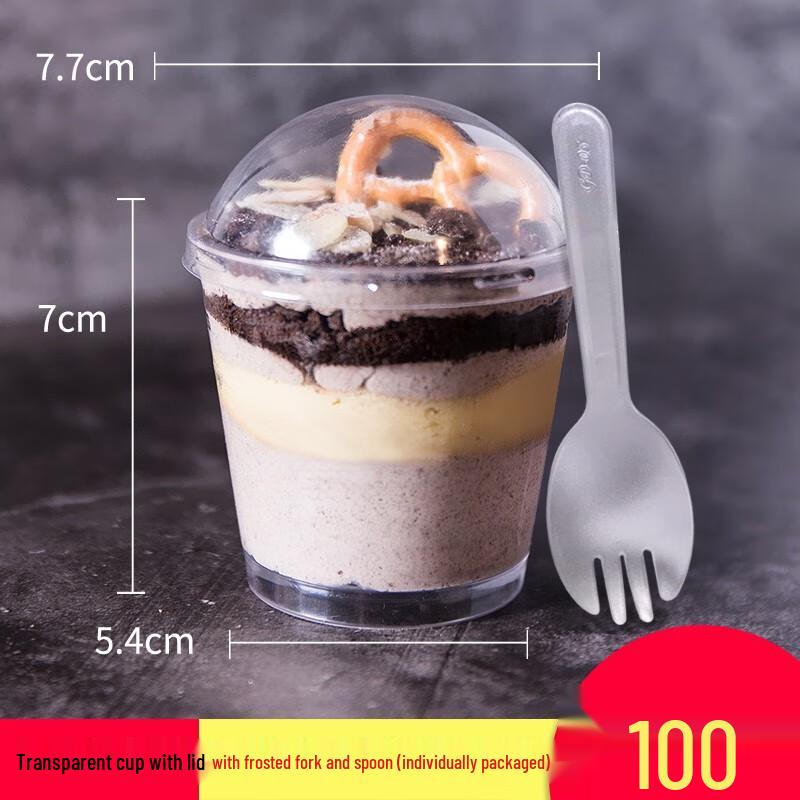 

Disposable Dessert & Cocktail Cups with Lids and Spoons