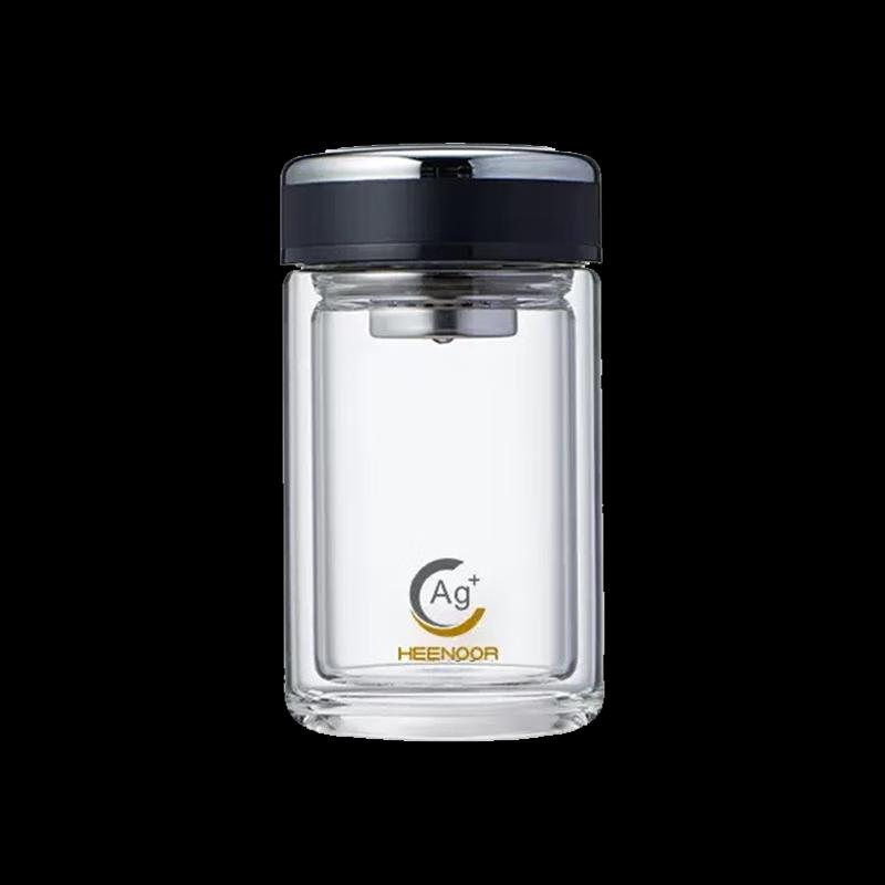 XINO XN-1955 Antibacterial Double-Layer Glass Tea Cup with Infuser