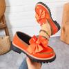 Plus Size 36-43 Shoes for Women FashionThick Bottom Ladies Slip on Bow Leather Loafers Non-slip Work Comfort Flats Sneakers