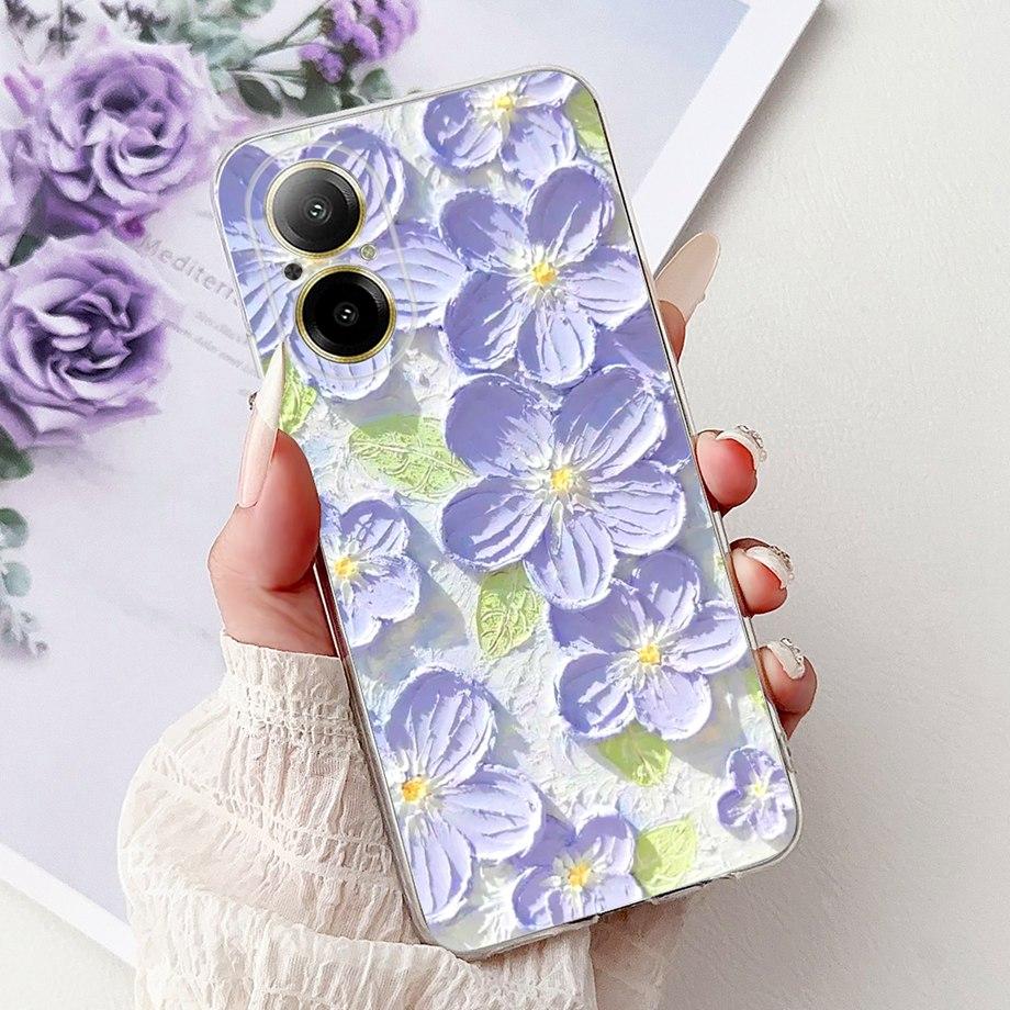 For Realme C67 4G 5G / Realme 12 Lite 4G Case RMX3782 RMX3890 Clear Soft TPU Cover Colorful Flower Cute Cartoon Cool Dragon Etui