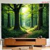 Realistic Deep Woods Forest Landscape Tapestry Wall Decor Hanging Artwork Green Nature Home Canvas Print
