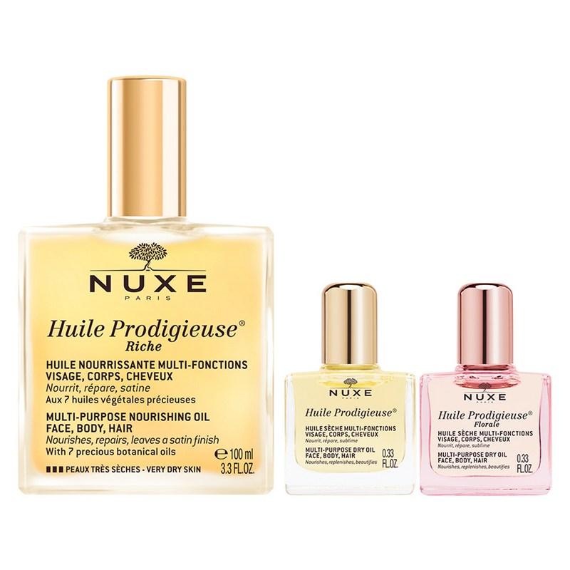 Nuxe Huile Prodigieuse Multi-Rich Oil 3-Piece Set, 1 pcs
