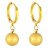 Frosted 10mm Round Bead Earrings for Women - Stylish European American Titanium Steel Ear Cuffs