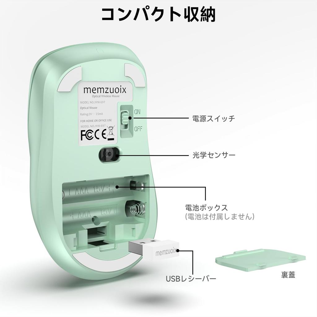 QAF Wireless Ergonomic for Long 1400DPI Optical USB Receiver 5 Compatible with Red and Mint Green 2.4GHz Mouse, Design, Fatigue-Free Use,