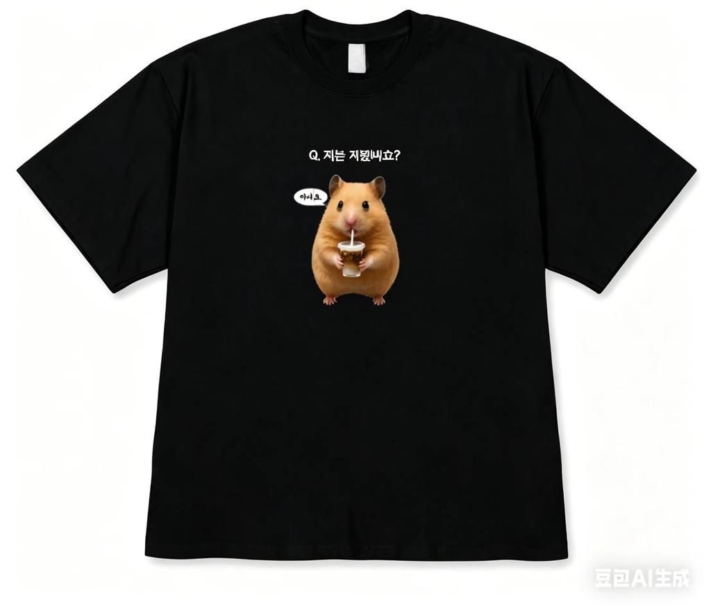Versatile Korean Lucky Hamster Shortsleeved Printed Tshirt Top Unisex Cute Kawaii Hamster Meme Graphic Casual Streetwear White