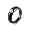 Effie Queen Stainless Steel Metal Ceramic Finger Ring Waterproof Minimalist Texture Dainty Zircon Ring Jewelry Accessories STTR