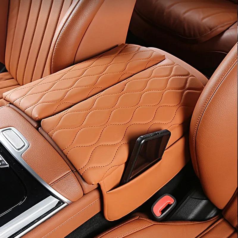 Center Console Armrest Box Cover Pad For Mercedes Benz S Maybach Class W223 S350 S450 S500 Leather Anti-Scratch Armrest Cushion